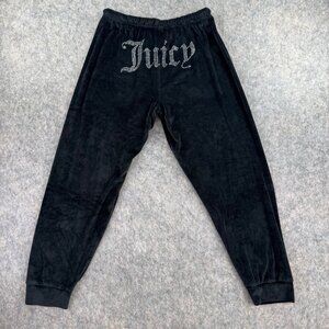 Juicy Couture Sleepwear Joggers Black Velour Bling Sz L